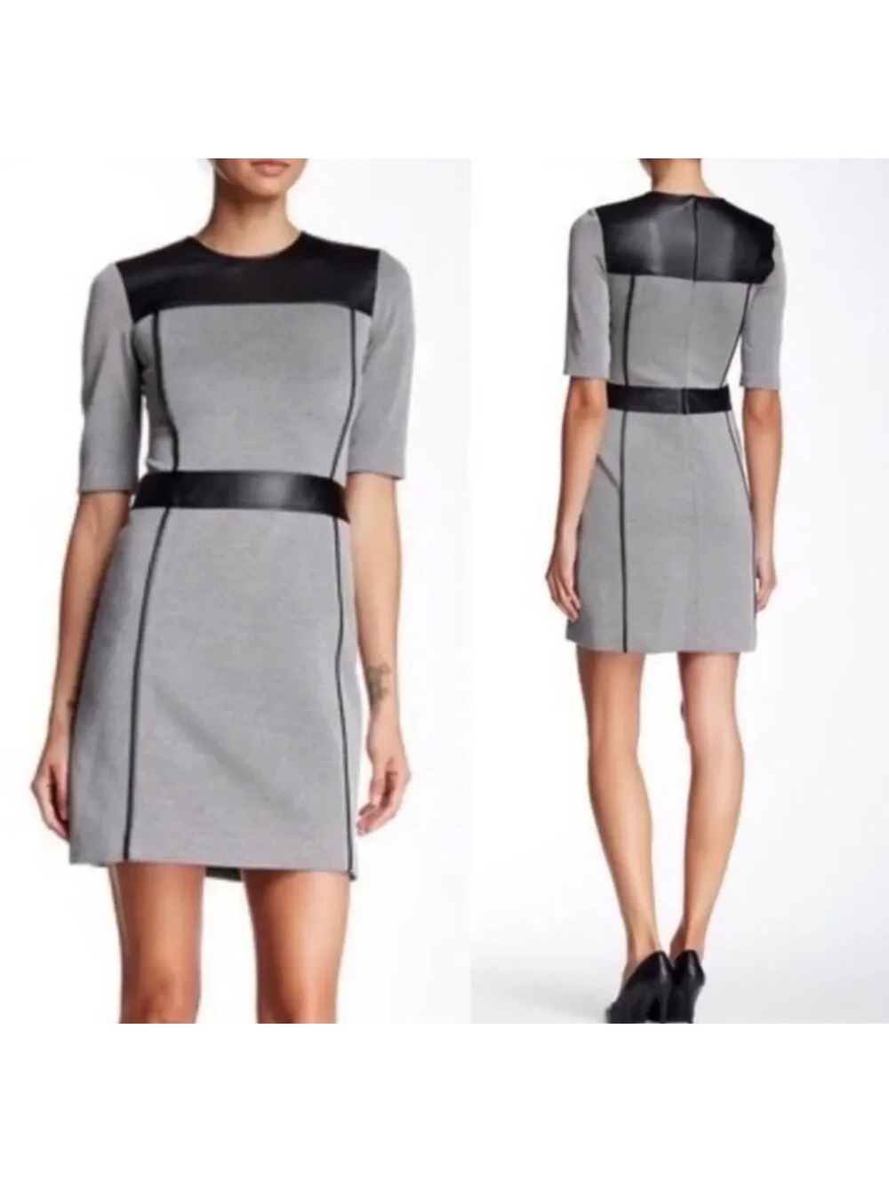 Theory Calvino Leather Trim Dress Size 00